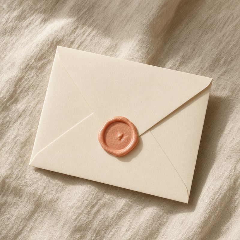 Envelope fechado com lacre. Ilustração, sem pessoas.
